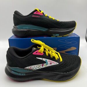 Brooks Adrenaline GTS 23 Running Shoes Womens 6 B Black Yellow Medical Nurse